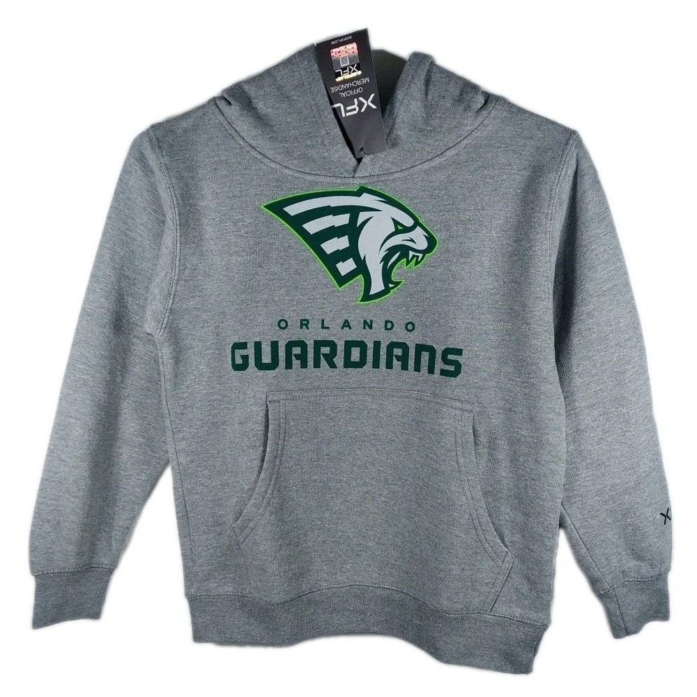 XFL Youth Size S - Orlando Guardians Lockup Logo Grey Hoodie